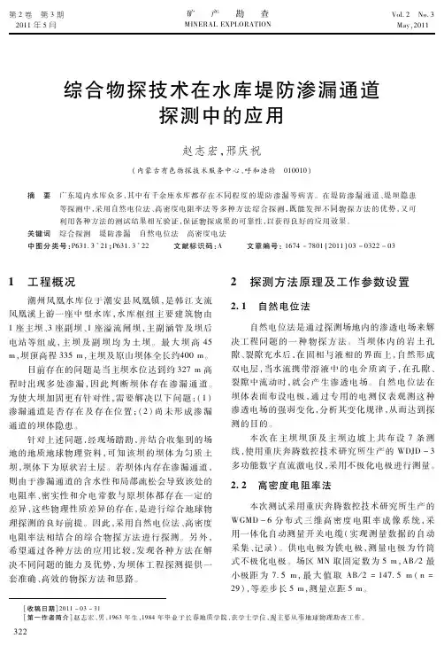 综合物探技术在水库堤防渗漏通道探测中的应用