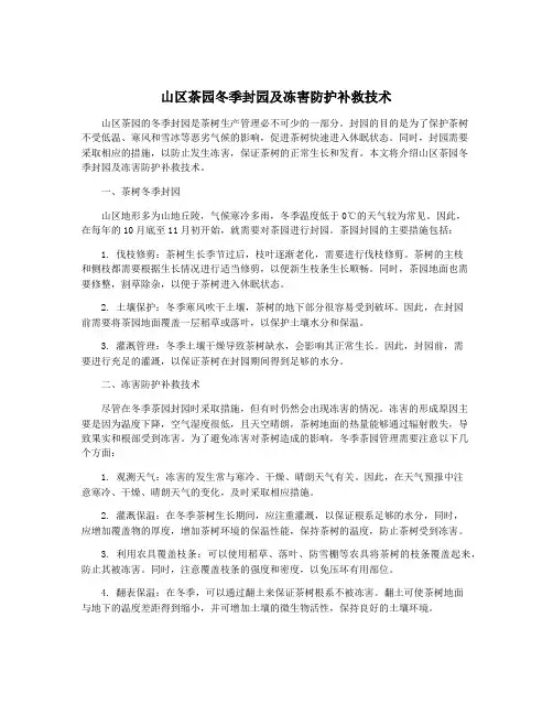 山区茶园冬季封园及冻害防护补救技术