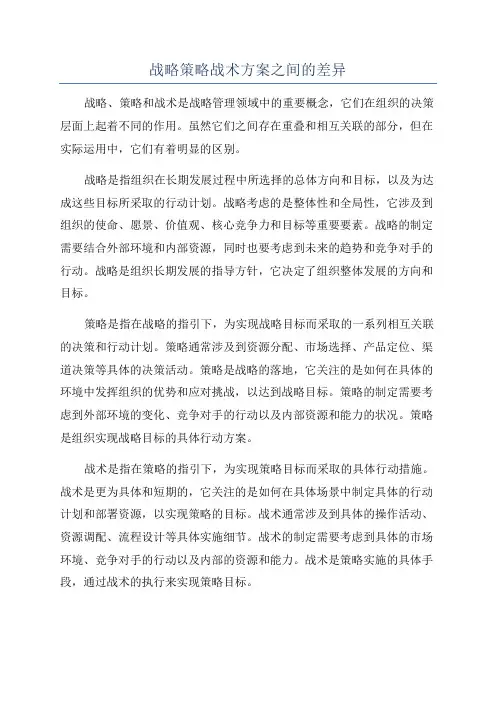 战略策略战术方案之间的差异