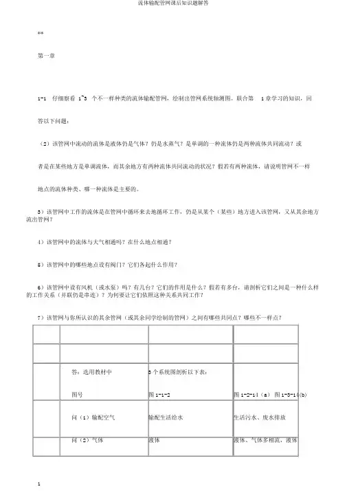 流体输配管网课后知识题解答