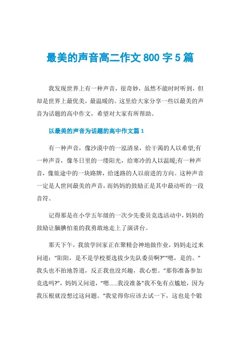 最美的声音高二作文800字5篇