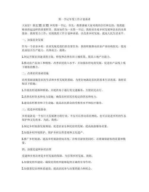 第一书记年度工作计划承诺
