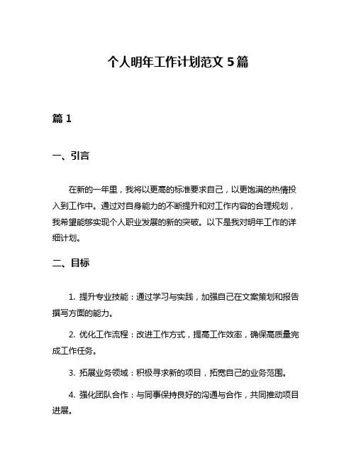 个人明年工作计划范文5篇