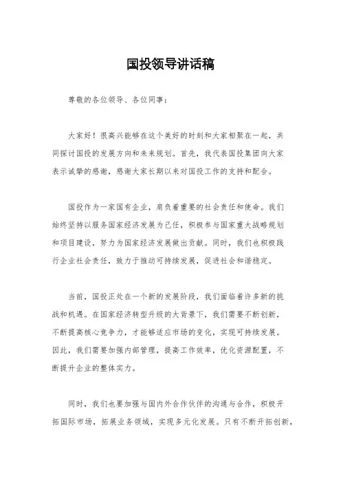国投领导讲话稿