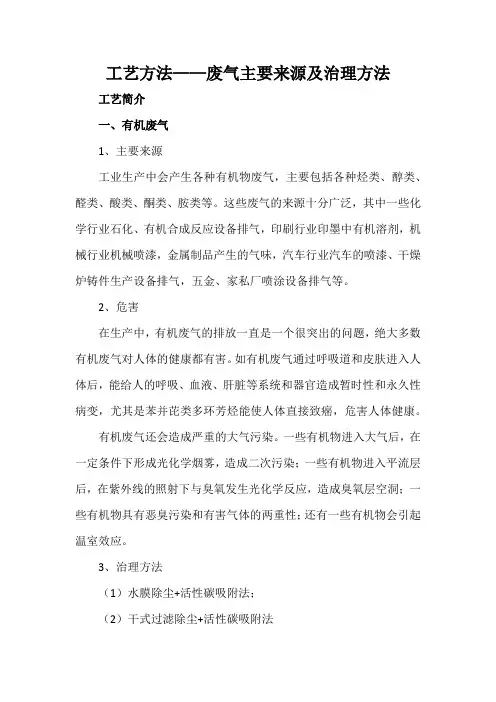 工艺方法——废气主要来源及治理方法