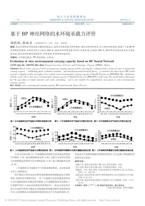 基于BP神经网络的水环境承载力评价