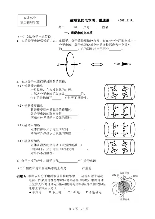 磁现象的电本质、磁通量(学案)