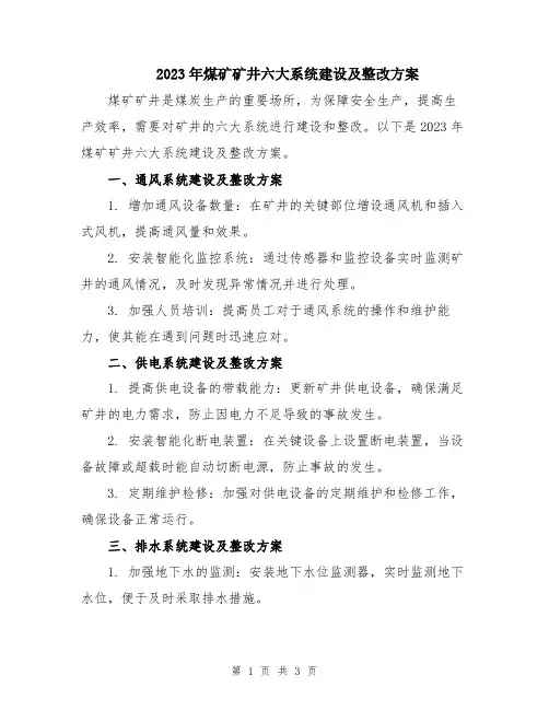 2023年煤矿矿井六大系统建设及整改方案