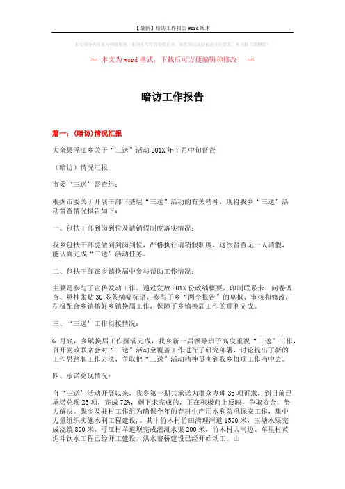 【最新】暗访工作报告word版本 (6页)