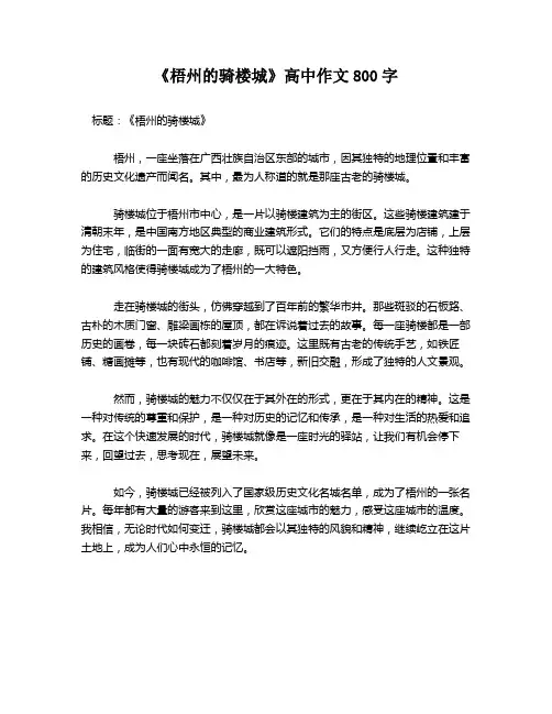《梧州的骑楼城》高中作文800字