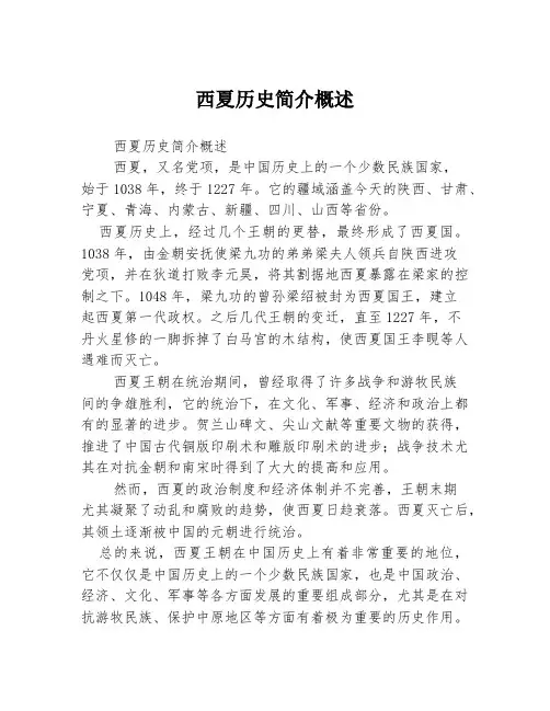 西夏历史简介概述