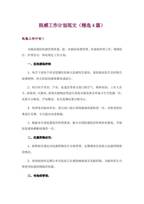 院感工作计划范文(精选4篇)