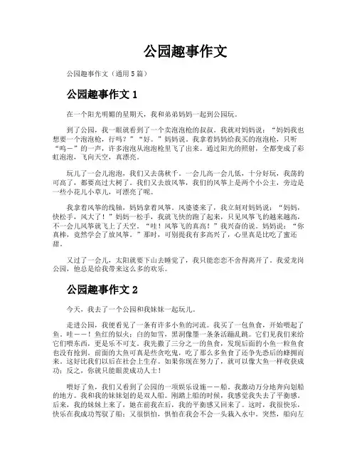 公园趣事作文
