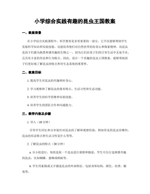小学综合实践有趣的昆虫王国教案