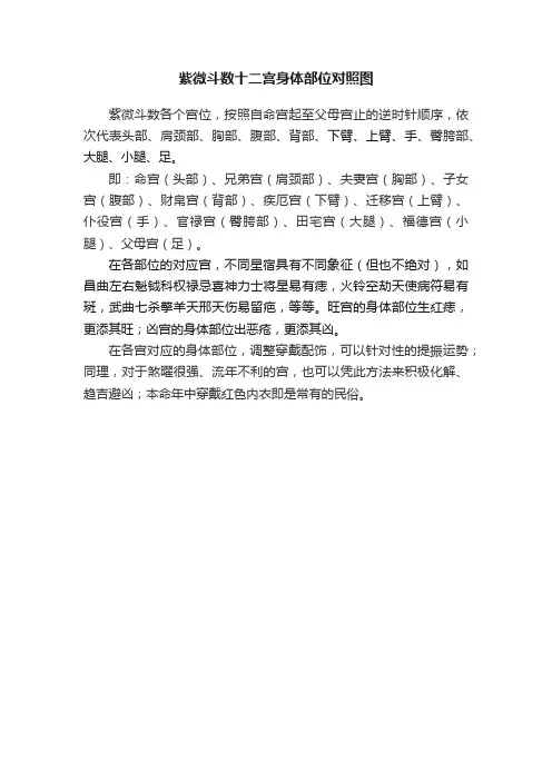 紫微斗数十二宫身体部位对照图