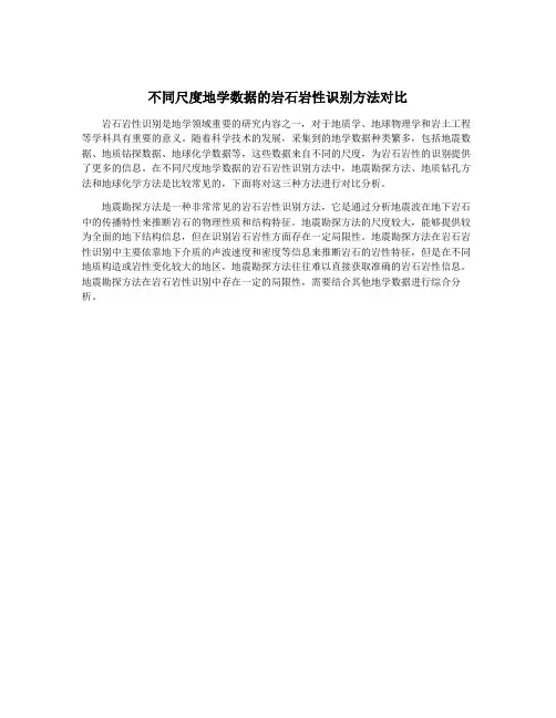 不同尺度地学数据的岩石岩性识别方法对比