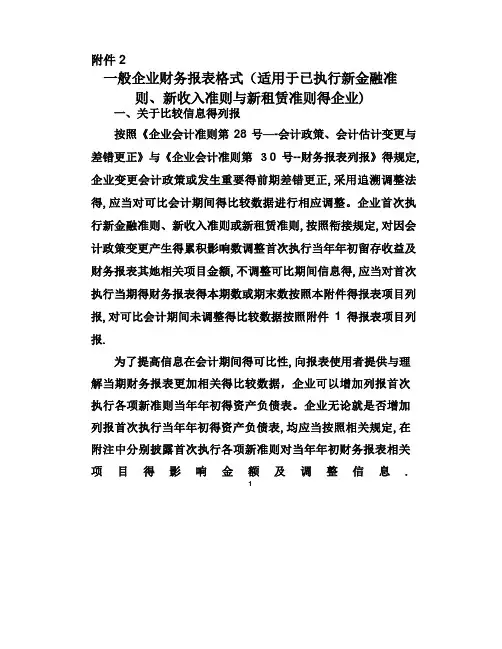 2020年最新一般企业财务报表格式