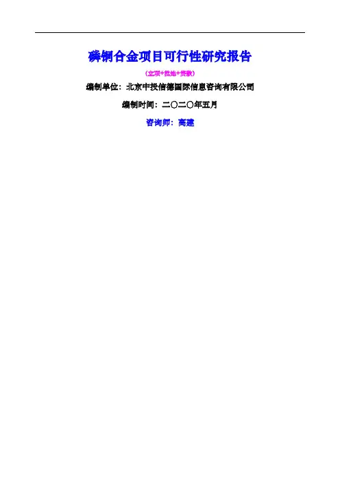 磷铜合金项目可行性研究报告