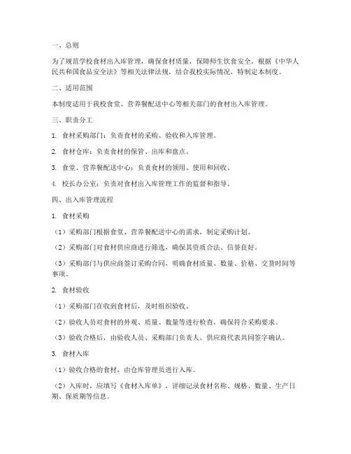学校食材出入库管理制度