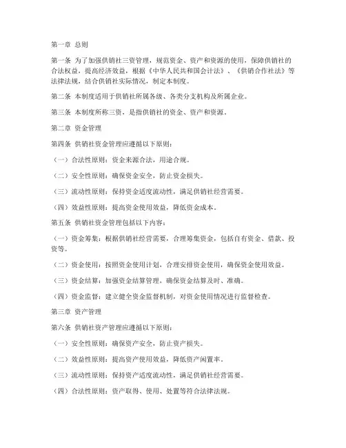 供销社三资管理制度范本