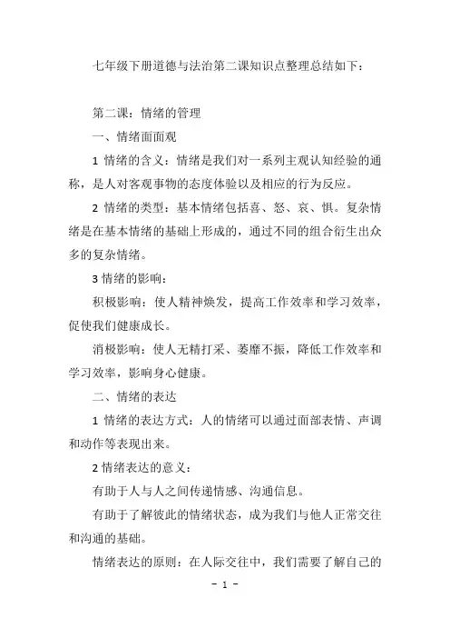 七年级下册道法第二课知识点
