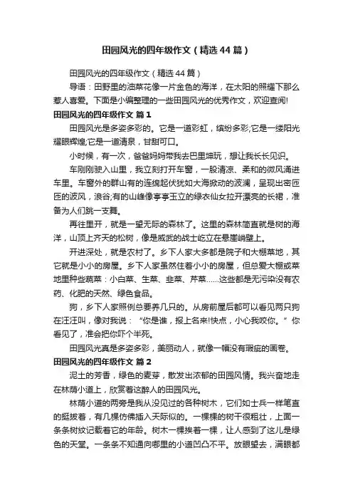田园风光的四年级作文（精选44篇）