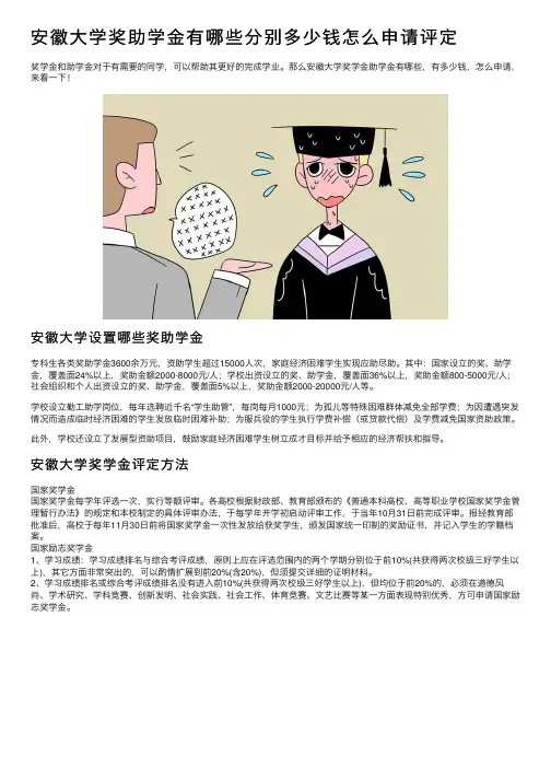 安徽大学奖助学金有哪些分别多少钱怎么申请评定