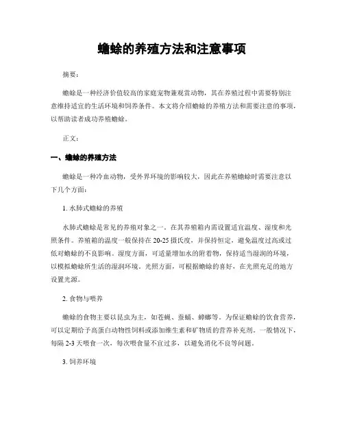 蟾蜍的养殖方法和注意事项