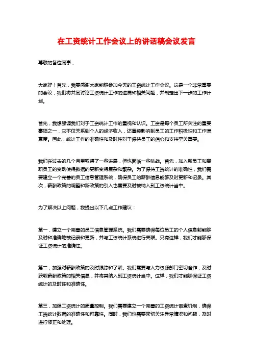 在工资统计工作会议上的讲话稿会议发言
