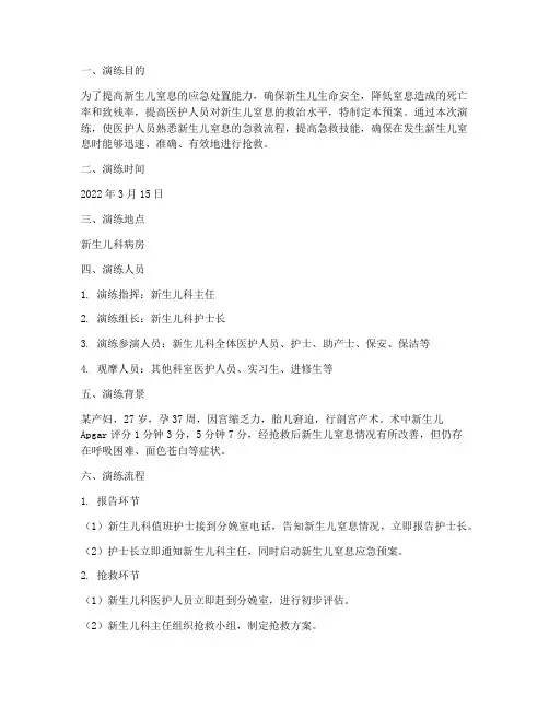 新生儿窒息应急预案演练