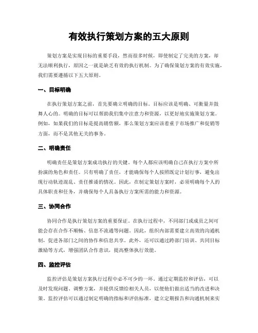 有效执行策划方案的五大原则