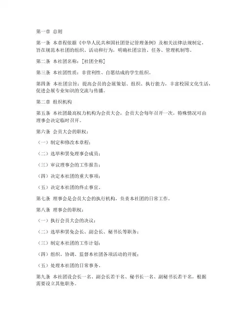 会展社团管理章程模板