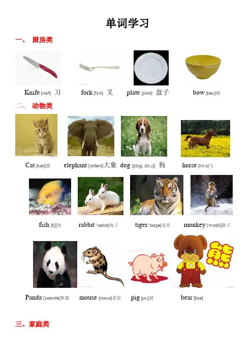 幼儿英语单词(配图片、读音、汉语)