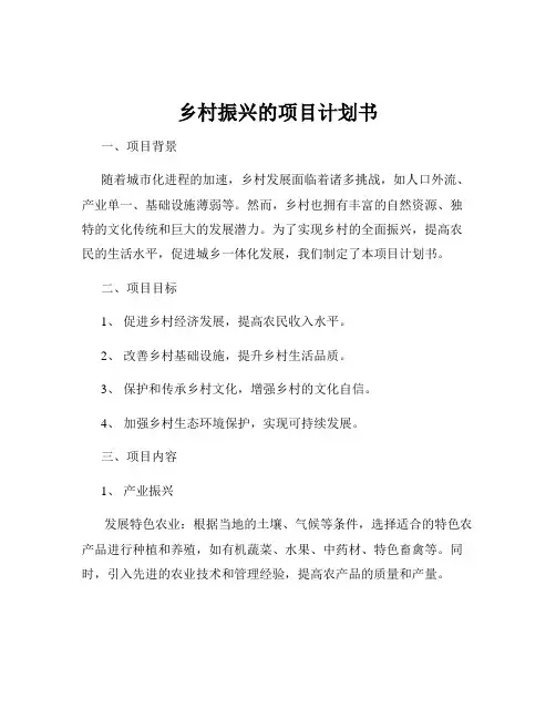乡村振兴的项目计划书