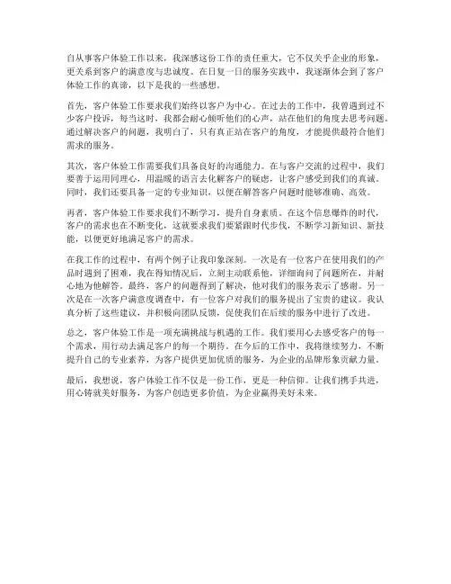 客户体验工作感想