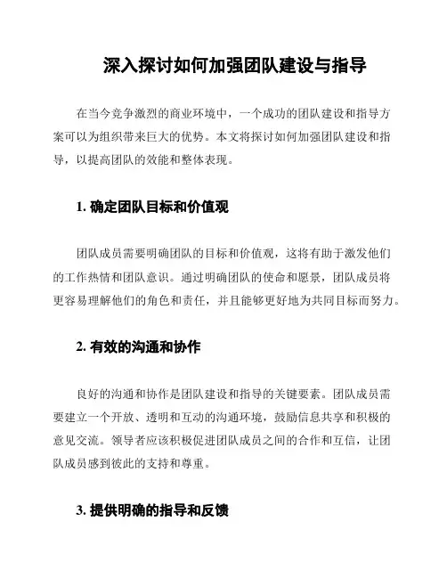 深入探讨如何加强团队建设与指导