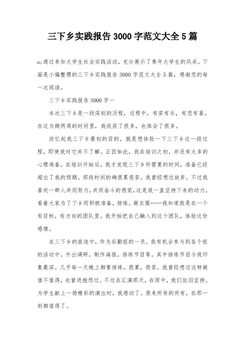 三下乡实践报告3000字范文大全5篇