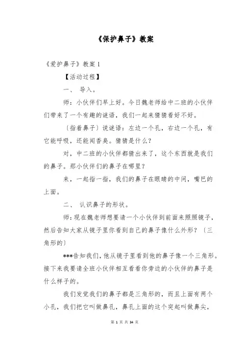 《保护鼻子》教案