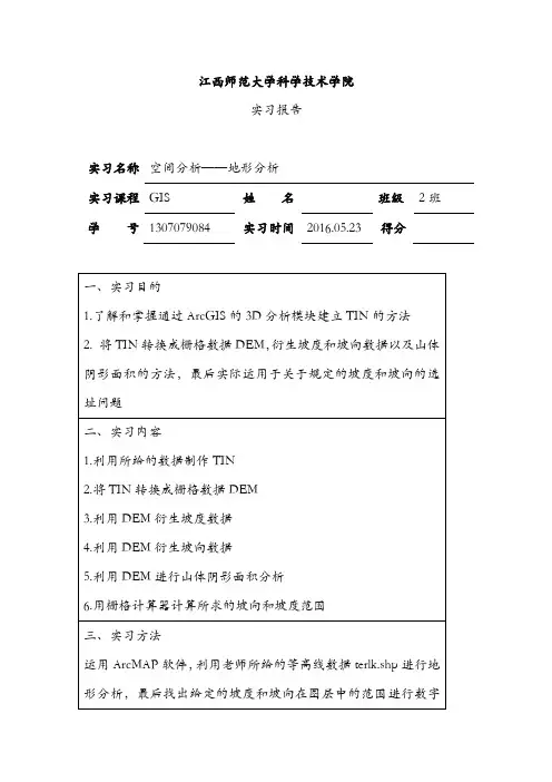 GIS实习：地形分析
