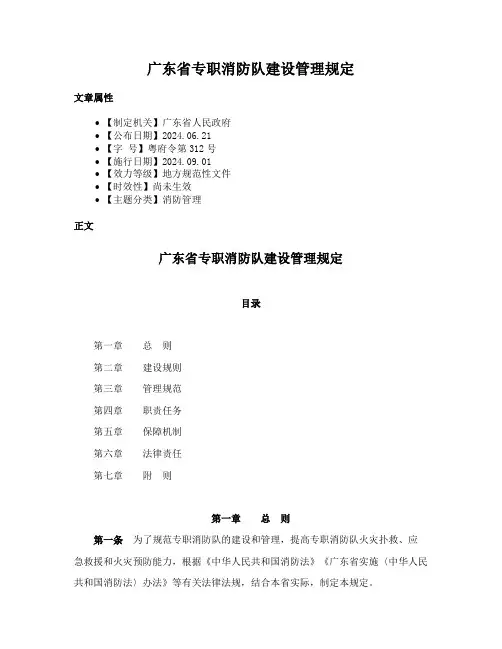 广东省专职消防队建设管理规定