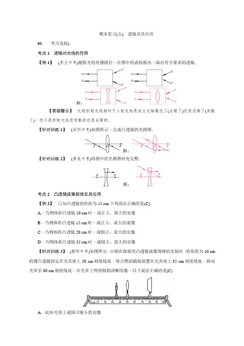 期末复习(五) 透镜及其应用(习题)—2020秋人教版八年级物理上册