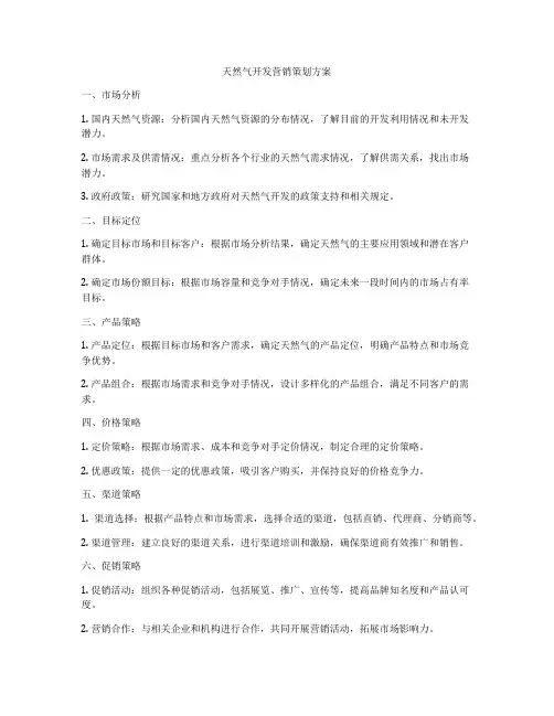 天然气开发营销策划方案