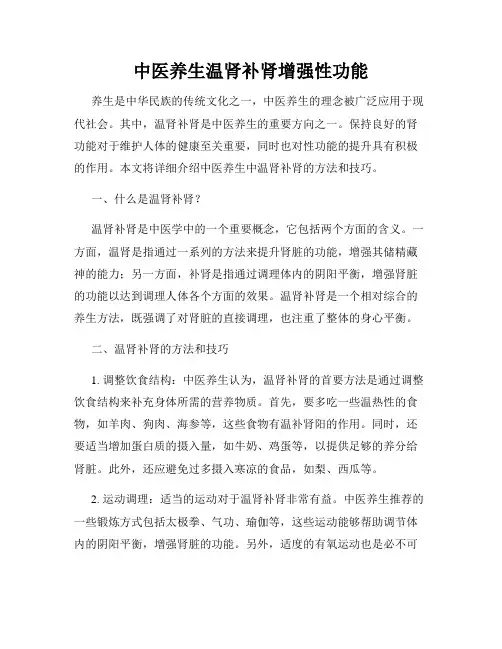 中医养生温肾补肾增强性功能