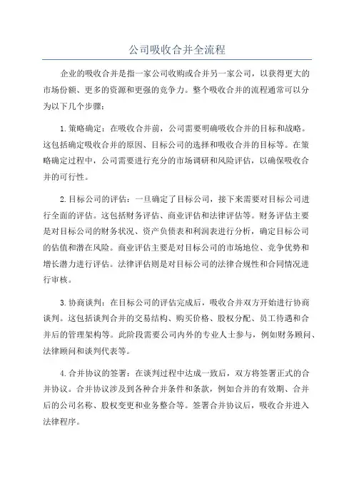 公司吸收合并全流程