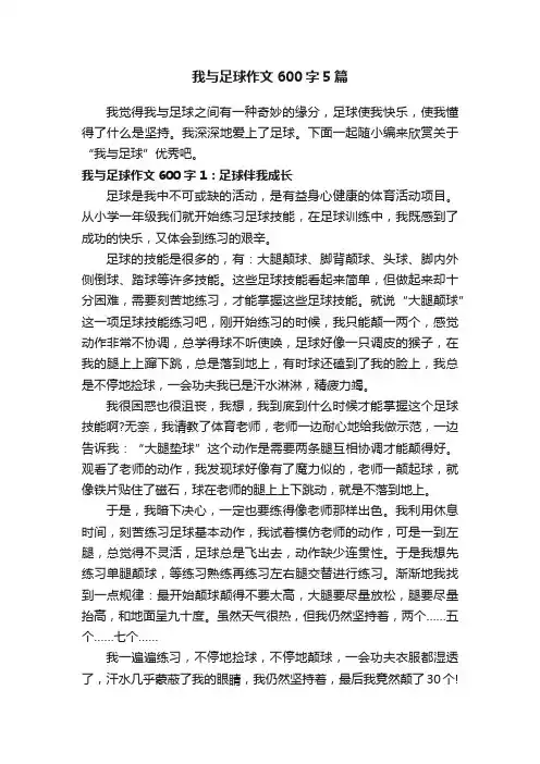 我与足球作文600字5篇