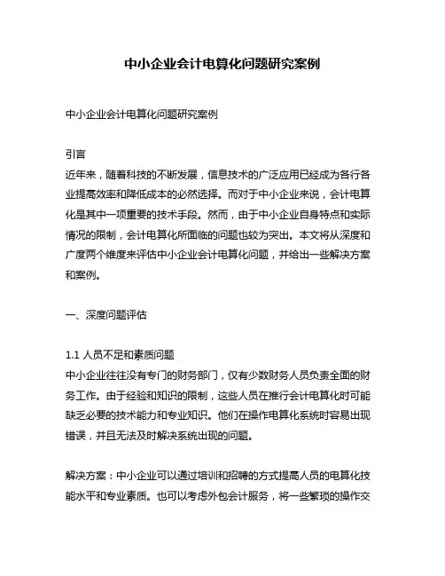 中小企业会计电算化问题研究案例