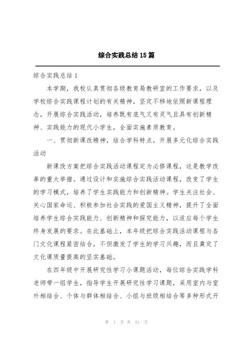综合实践总结15篇
