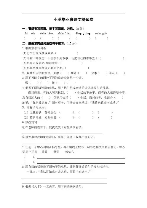 小学毕业班语文测试卷115