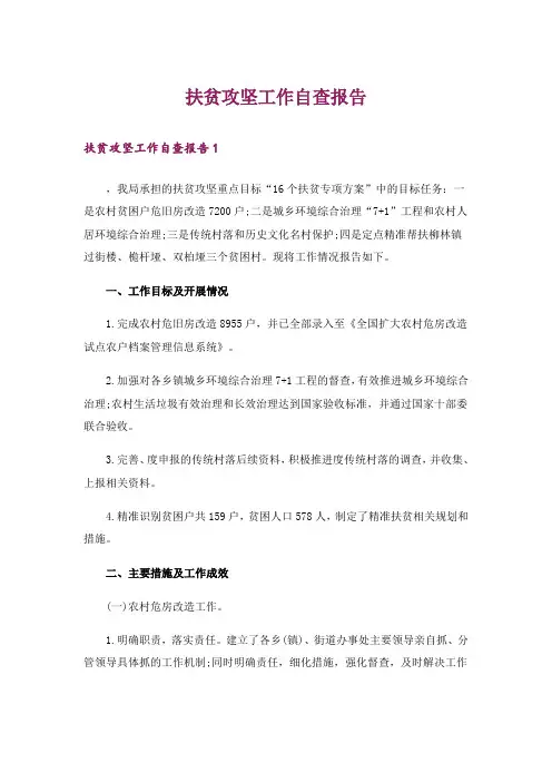 扶贫攻坚工作自查报告