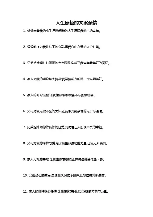 人生感悟的文案亲情